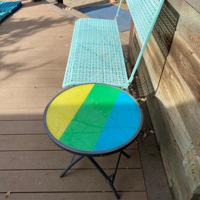 NEAT METAL FOLDING BENCH AND PATIO SIDE TABLE