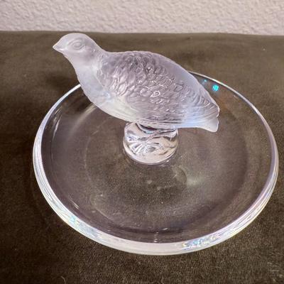 Lalique France Ring Trinket Holder Dish Signed - Quail/Partridge