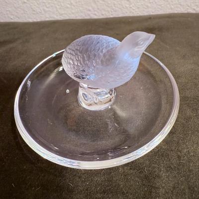 Lalique France Ring Trinket Holder Dish Signed - Quail/Partridge