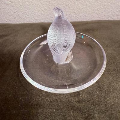Lalique France Ring Trinket Holder Dish Signed - Quail/Partridge