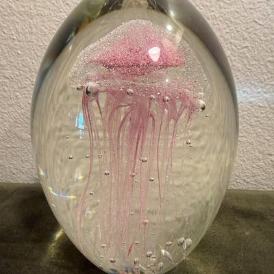 Art Glass - Pink Jelly Fish Paperweight