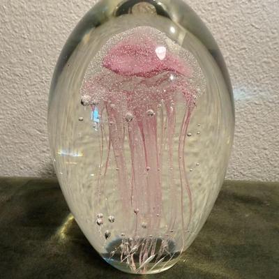 Art Glass - Pink Jelly Fish Paperweight
