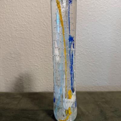 Slim Column Style Paperweight with Streams of Color