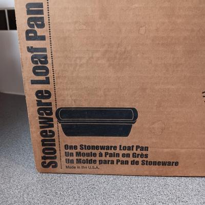 PAMPERED CHEF STONEWARE LOAF PAN, COOKIE PRESS AND ROSETTE IRON