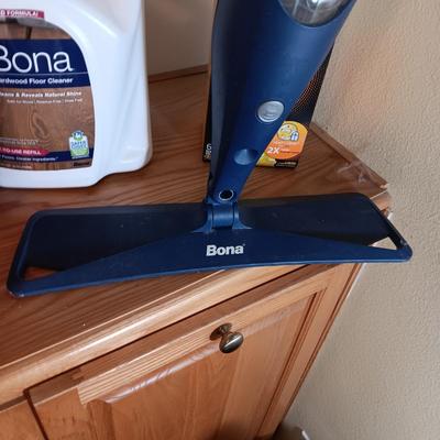 BONA CHEMICAL AND FLOOR TOOL, SCRUB BUCKET, MOP & SWIFFER DUSTERS
