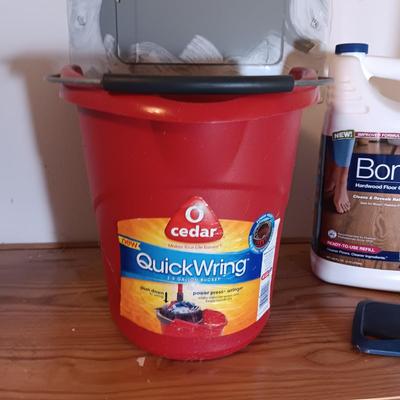 BONA CHEMICAL AND FLOOR TOOL, SCRUB BUCKET, MOP & SWIFFER DUSTERS