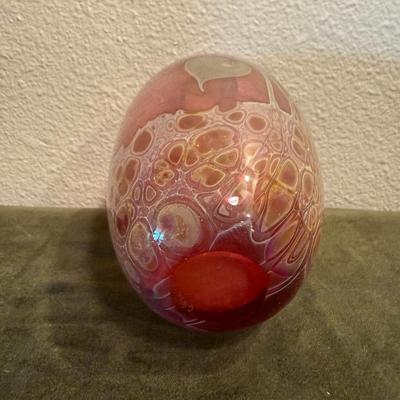Art Glass Vase - Pink and Gold Tone