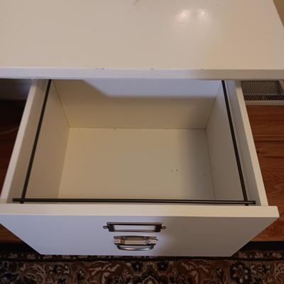 CORNER DESK/PROJECT TABLE WITH 2 BASES THAT HAVE DRAWERS