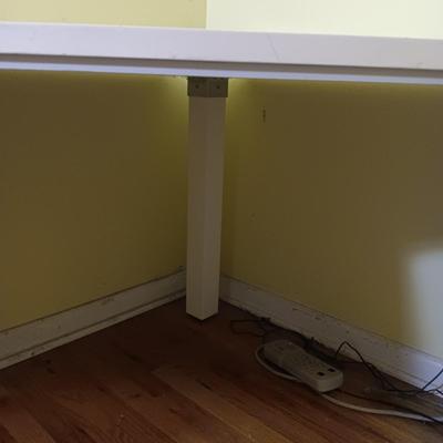 CORNER DESK/PROJECT TABLE WITH 2 BASES THAT HAVE DRAWERS