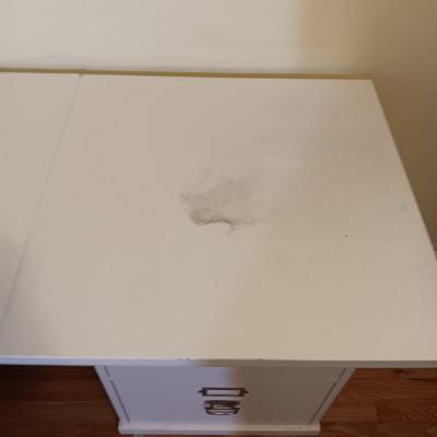 CORNER DESK/PROJECT TABLE WITH 2 BASES THAT HAVE DRAWERS