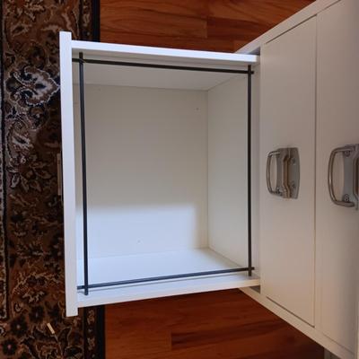 CORNER DESK/PROJECT TABLE WITH 2 BASES THAT HAVE DRAWERS