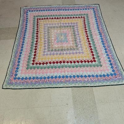 Approx 74 1/4" x 69" Vintage Hand Made Quilt