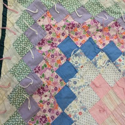 Approx 74 1/4" x 69" Vintage Hand Made Quilt