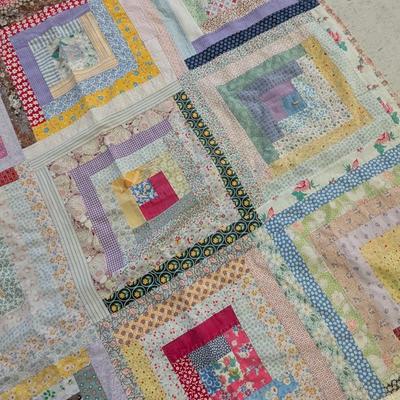 Approx 81 3/4" x 82 3/4" Vintage Hand Made Quilt