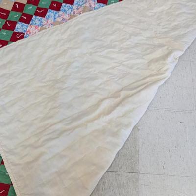 Approx 86" x 76 1/2" Vintage Hand Made Quilt