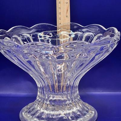 LOT 1L: Variety of Crystal and Glass Pieces Including Large Platter, Covered Cheese Dish, Creamer & Sugar, and More