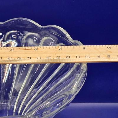 LOT 1L: Variety of Crystal and Glass Pieces Including Large Platter, Covered Cheese Dish, Creamer & Sugar, and More