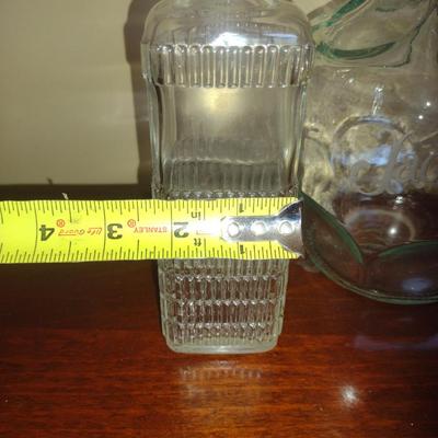 Pair of Glass Decanters with Stoppers- One Jack Daniels
