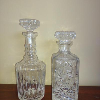Pair of Glass/Crystal Decanters with Stoppers