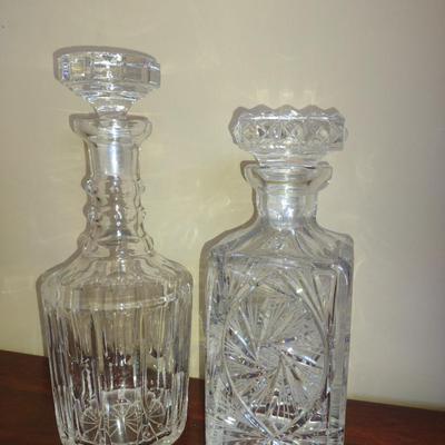 Pair of Glass/Crystal Decanters with Stoppers