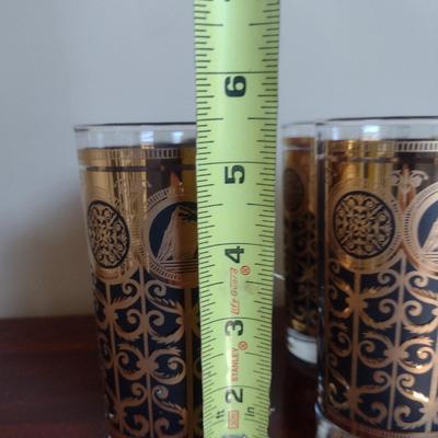 Set of Six Mid-Century Modern Libbey Hollywood Regency Prudential Insurance 90th Anniversary Highball Drinking Glasses