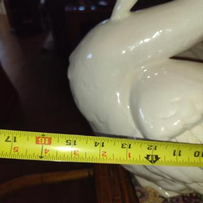 Large, Porcelain Swan with Artificial Greenery- Approx 17 1/4" Tall