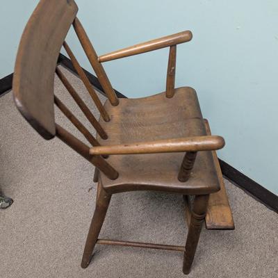 Colonial Era Primitive Antique Child Wooden High Chair