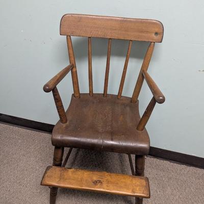Colonial Era Primitive Antique Child Wooden High Chair