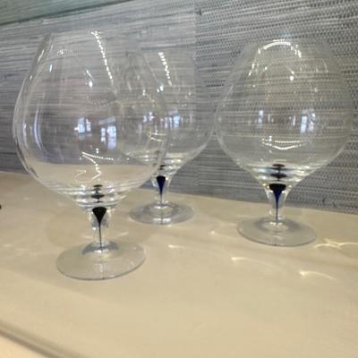 Dining Room - Orrefors Blue Intermezzo Brandy Set of 3 stems