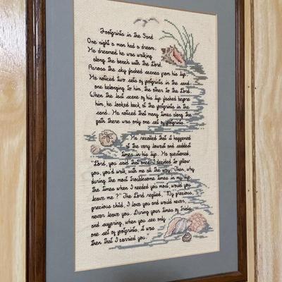 Footprints embroidered art