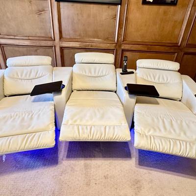 Furniture - Triple Recliner TV Lounger in Cream Leather