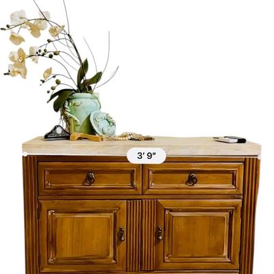 Furniture - Master Bedroom -Marble top Left Side Table by Drexel Heritage 3' 9" + Decor
