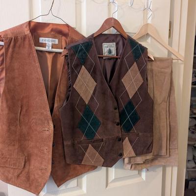 Woman's Suede & Leather Shirts & Pants & Vests Size M/L 12/14/16 Brands Include Evan Davies Lizsport