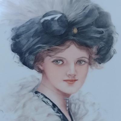 Framed Ceramic Tile- Hand Painted by Local Artist- Approx 13 1 /2" x 15 1/2"