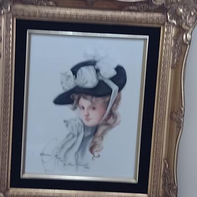 Framed Ceramic Tile- Hand Painted by Local Artist- Approx 13 1 /2" x 15 1/2"