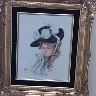 Framed Ceramic Tile- Hand Painted by Local Artist- Approx 13 1 /2" x 15 1/2"
