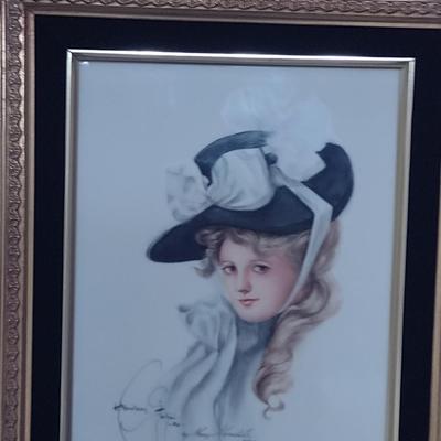 Framed Ceramic Tile- Hand Painted by Local Artist- Approx 13 1 /2" x 15 1/2"
