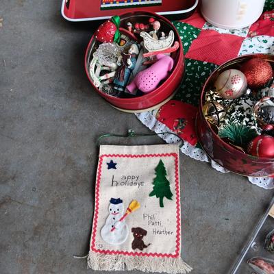 SMALL TREE AND OTHER CHRISTMAS DECORATIONS