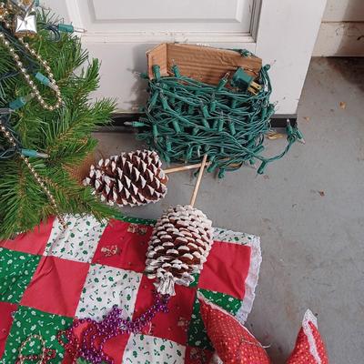 SMALL TREE AND OTHER CHRISTMAS DECORATIONS