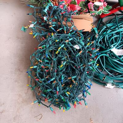 CHRISTMAS LIGHTS, EXTENSION CORDS, WREATHS AND MORE