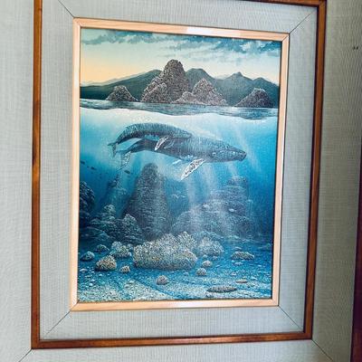 Art - Robert lyn Nelson - Original Acrylic & Oil on Canvas - 1986- "The Comforting Mother Whale"