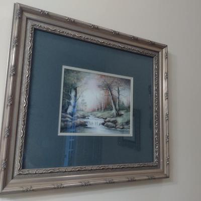 Landscape Painting by Local Artist- Framed Under Glass- Approx 21" x 19"