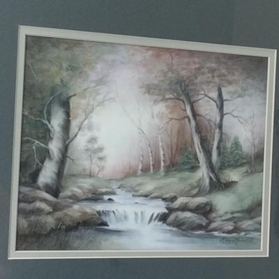 Landscape Painting by Local Artist- Framed Under Glass- Approx 21" x 19"