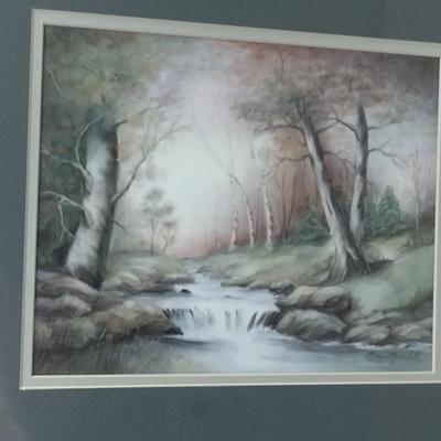 Landscape Painting by Local Artist- Framed Under Glass- Approx 21" x 19"