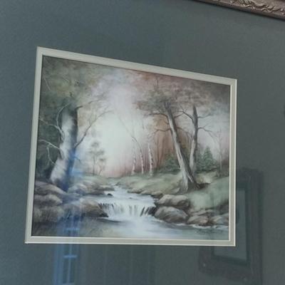 Landscape Painting by Local Artist- Framed Under Glass- Approx 21" x 19"