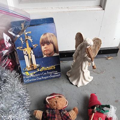 VINTAGE GLASS ORNAMENTS, SILVER GARLAND AND MORE