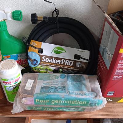 NEW SUBMERSIBLE UTILITY PUMP AND SOAKER HOSE PLUS OTHER YARD AND GARDEN NEEDS