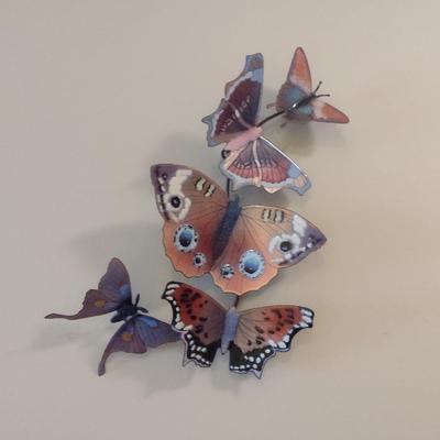 Enameled Wall Art- Butterfly Design- Approx 11 3/4" Tall, 9" Wide