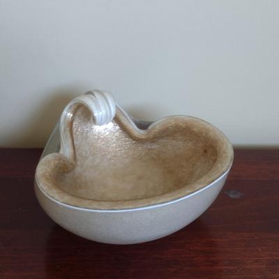 Mid Century Art Glass Bowl with Gold Flake- Possibly Murano