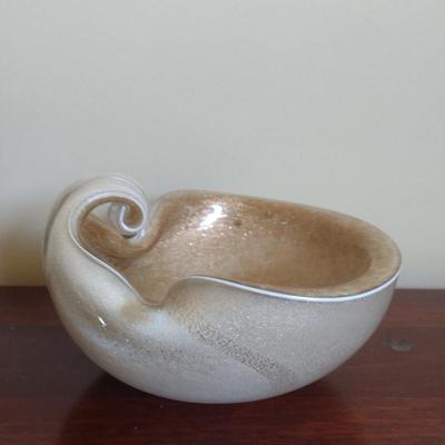 Mid Century Art Glass Bowl with Gold Flake- Possibly Murano